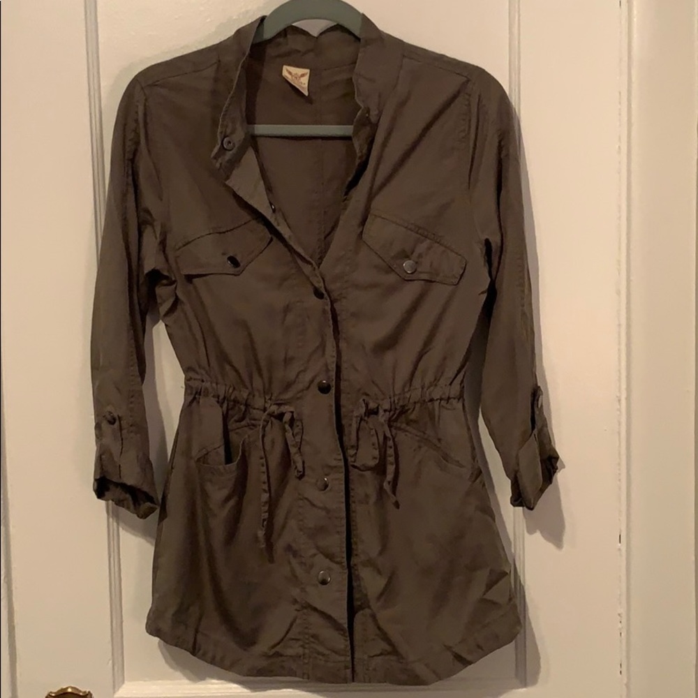 Hunter Green Utility Jacket 3/4 Sleeves